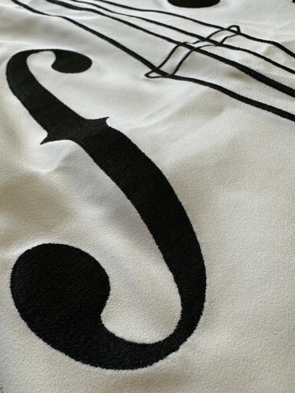 Boutique Moschino White Violin Embroidered Shift Dress US 2 Italy 36 - Picture 7 of 13